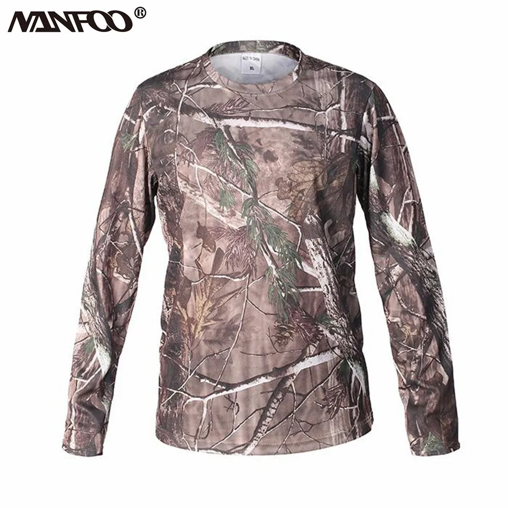 

Polyester Breathable Outdoor Tactical T-Shirt Long-Sleeve Bionic Camouflage Hunting Fishing Under-Shirt O-Neck Quick-Dry Shirt