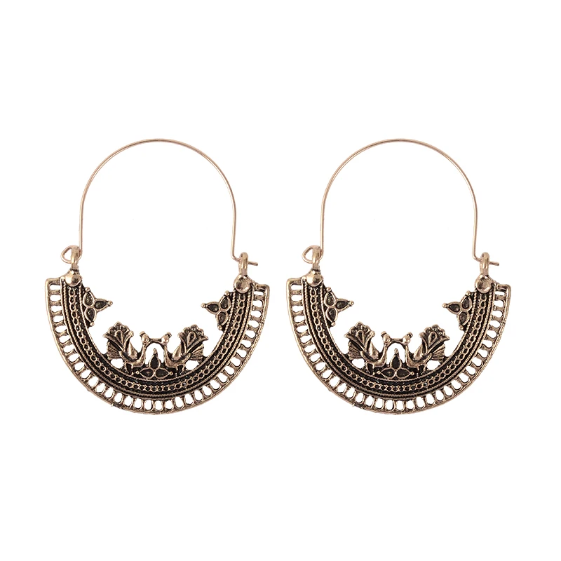 Style 5 Золотые серебряные металлические длинные Винтажные серьги, этнические серьги для женщин, полые висячие серьги праздничные подарки, ювелирных изделий - Окраска металла: Style 5