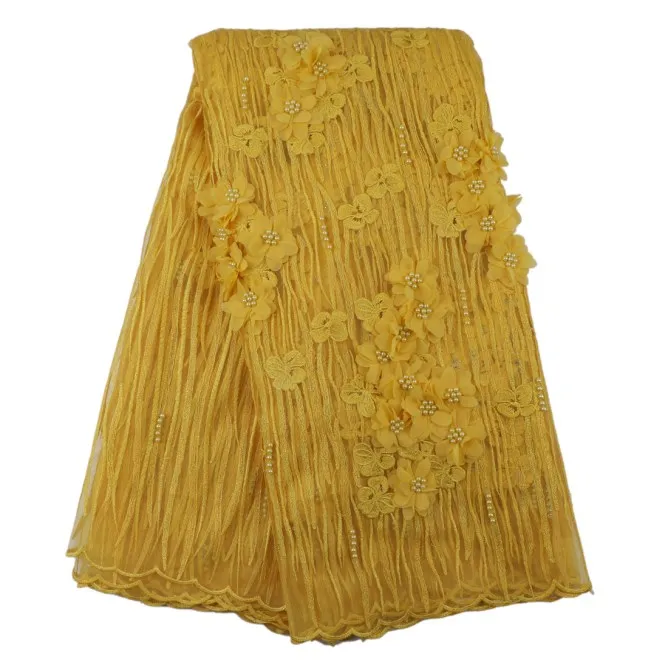 2017 Аппликация в нигерийском стиле французского фатина Кружево Ткань дриблинг