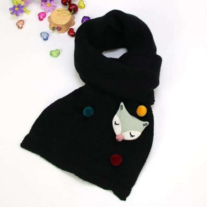 

Doitbest 3-10 Years Children winter 2018 Little fox cartoon knitted winter scarf 12 colors warm kids scarves boy girls collar