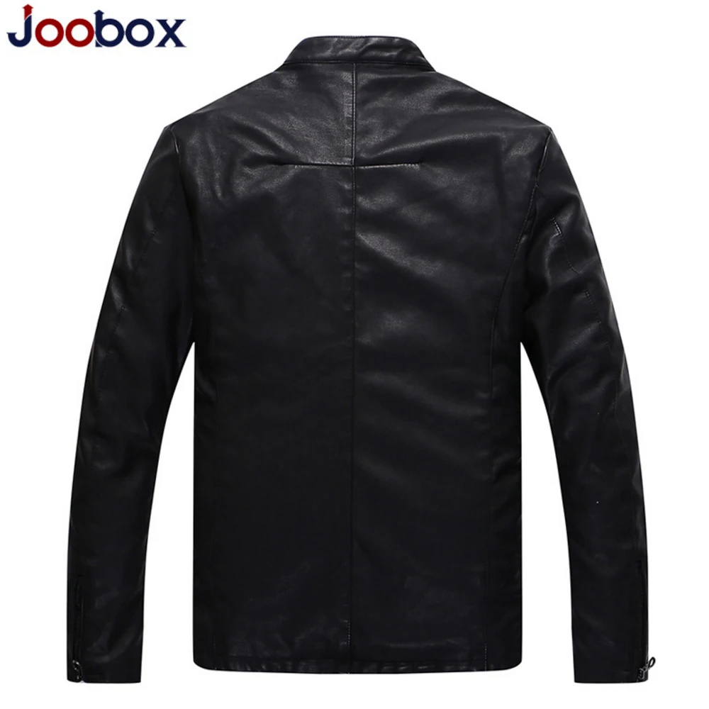 2017 JOOBOX Новый тонкий кожаный куртка мужчины ПУ мандарин Воротник шерсть лайнер