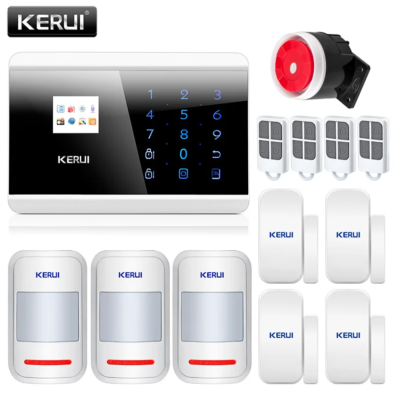 Kit 5 KERUI 8218G Приложение IOS Android GSM PSTN двойная Беспроводная система охранной сигнализации для дома Английский Русский Испанский Французский Голосовая сенсорная клавиатура - Цвет: Kit 5