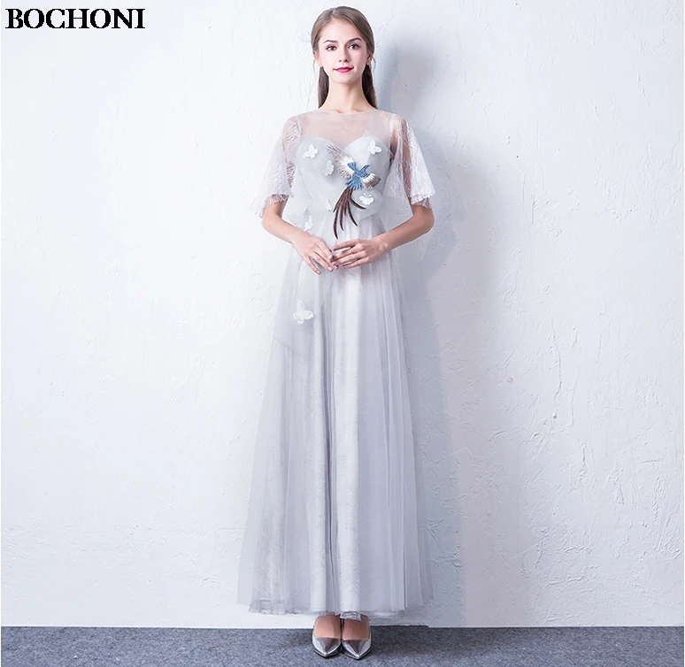 BOCHONI 2018 Новое поступление шею марля вышивка длинное платье Пользовательские