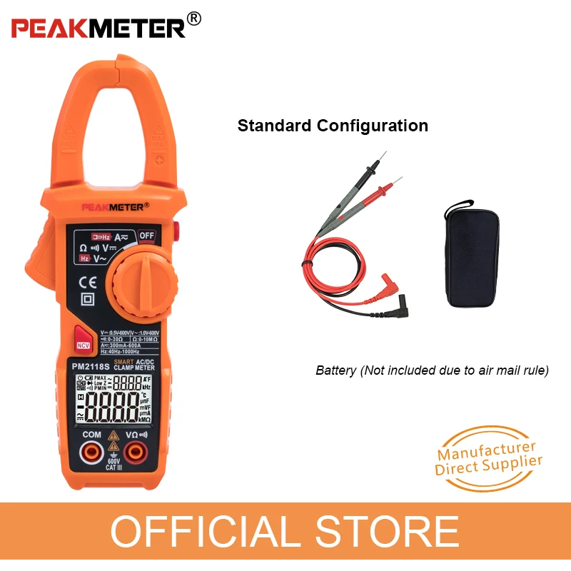 PM2118S PEAKMETER портативный умный AC цифровой клещи мультиметр переменный ток