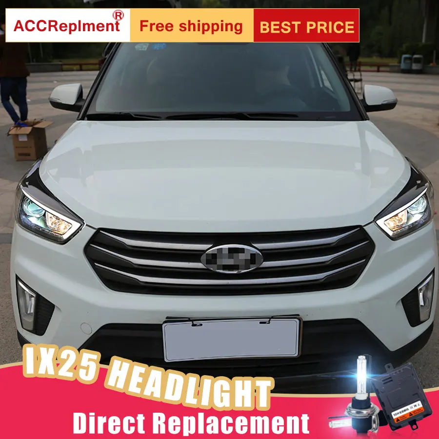2Pcs LED Headlights For Hyundai ix25 2015-2018 led car lights Angel eyes xenon HID KIT Fog Daytime Running Lights | Автомобили и