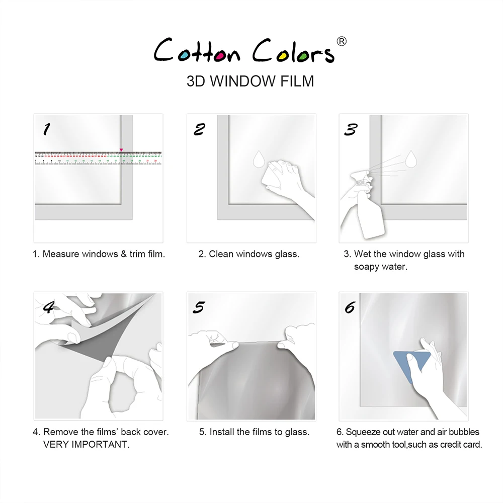 CottonColors Спальня Ванная Комната ПВХ Оконные Пленки Без Клея Статические 3D Цветок