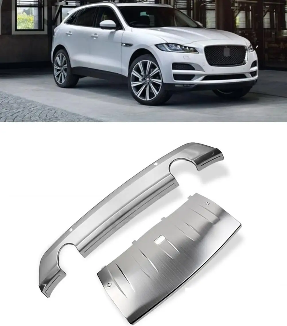 Для Jaguar F PACE 2016 2017 2018 Передний + задний бампер диффузор из нержавеющей стали