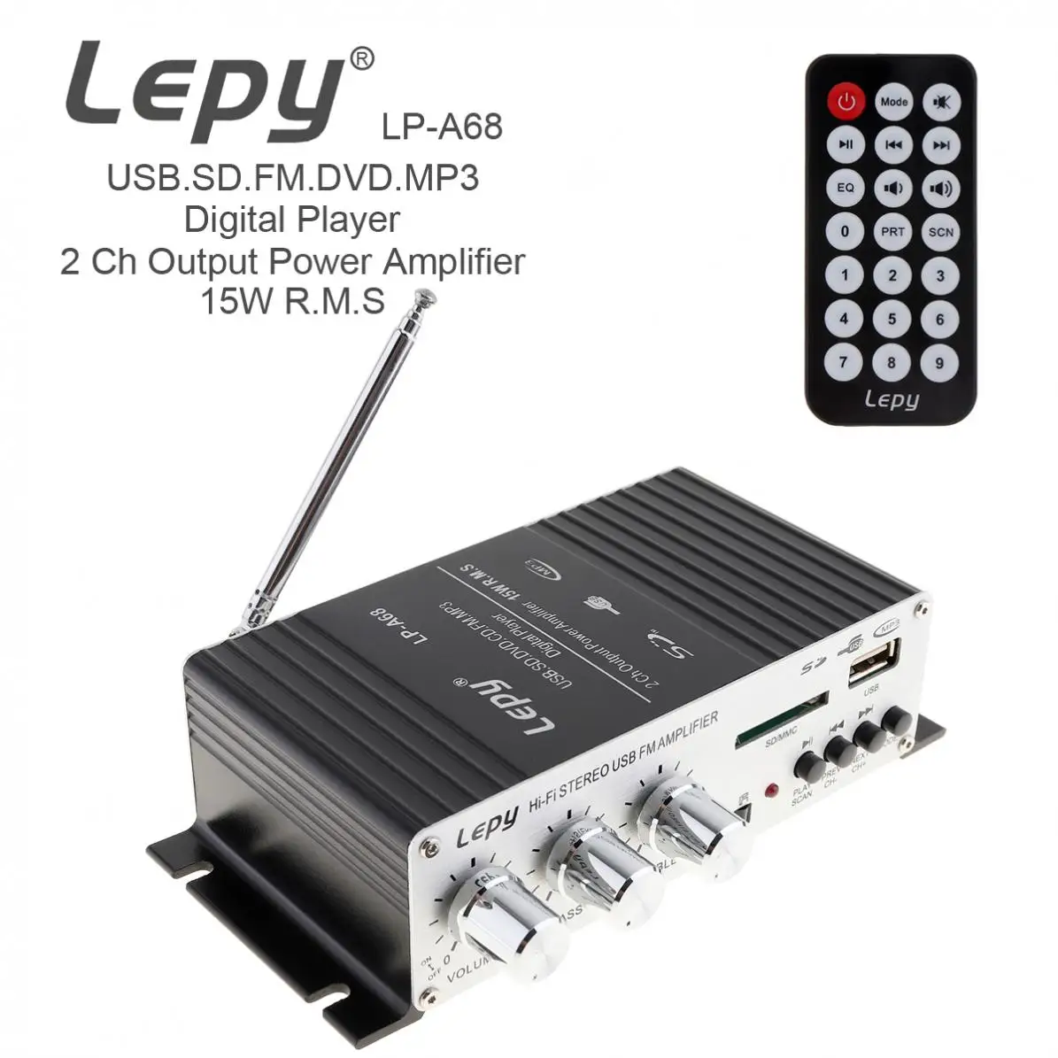 

EU Plug LP-A68 15Wx2 2CH Car Amplifier Digital Car HIFI Auto power amplifier Audio Player FM Radio Stereo amplifier wholesale