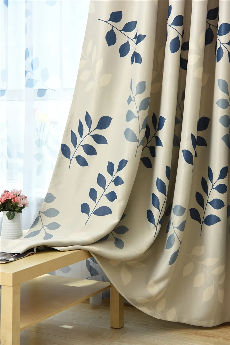 

Pastoral Style Curtains Small Fresh Leaves,Curtains for Living Dining Room Bedroom