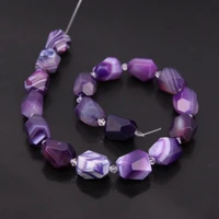15 5strand natural purple achate faceted nugget loose beadscut striped agates onxy spacer pendant necklace charm jewelry