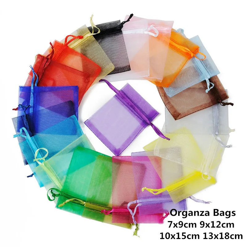 

10pcs 7x9 9x12 10x15 13x18cm Organza Bags Jewelry Packaging Bag Wedding Decorations Gift Bag Pouches Birthday Party Kid Supplies