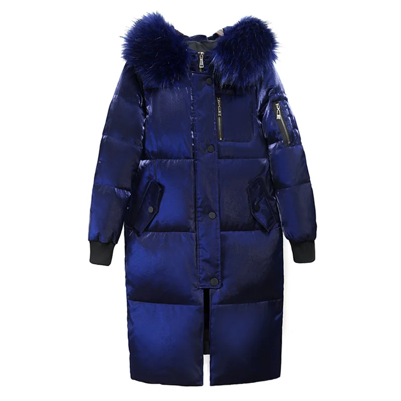 Женские Длинные куртки теплая парка с капюшоном и воротником из искусственного