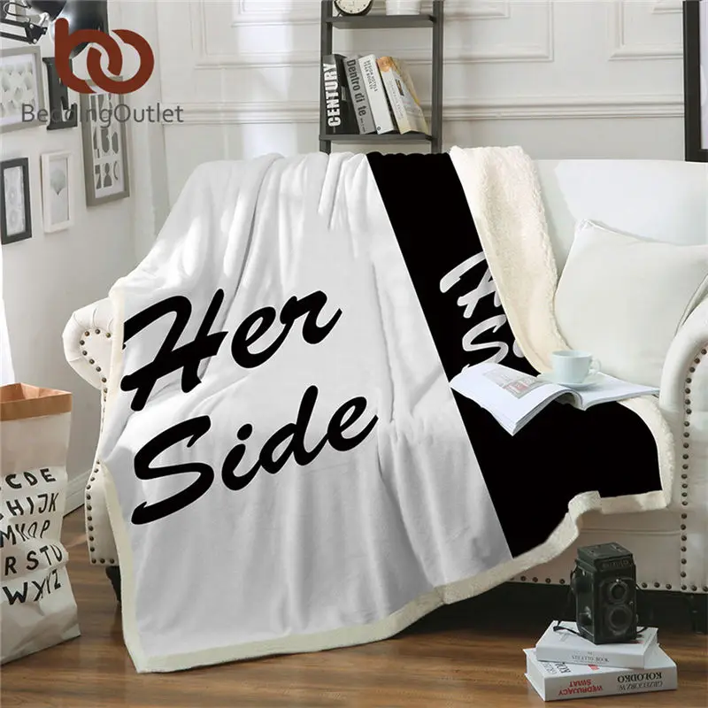 On the black Постельные принадлежности Outlet His& Her Side, шерстяное одеяло для пар, классическое плюшевое покрывало, постельные принадлежности для путешествий 150x200 см - Цвет: On the black