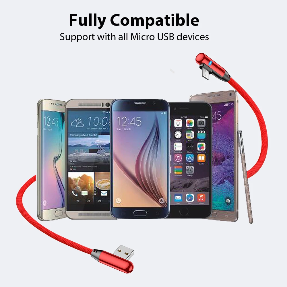 Кабель Micro USB VOXLINK 90 градусов кабель для быстрой зарядки Samsung/xiaomi/lenovo/huawei/HTC/Meizu