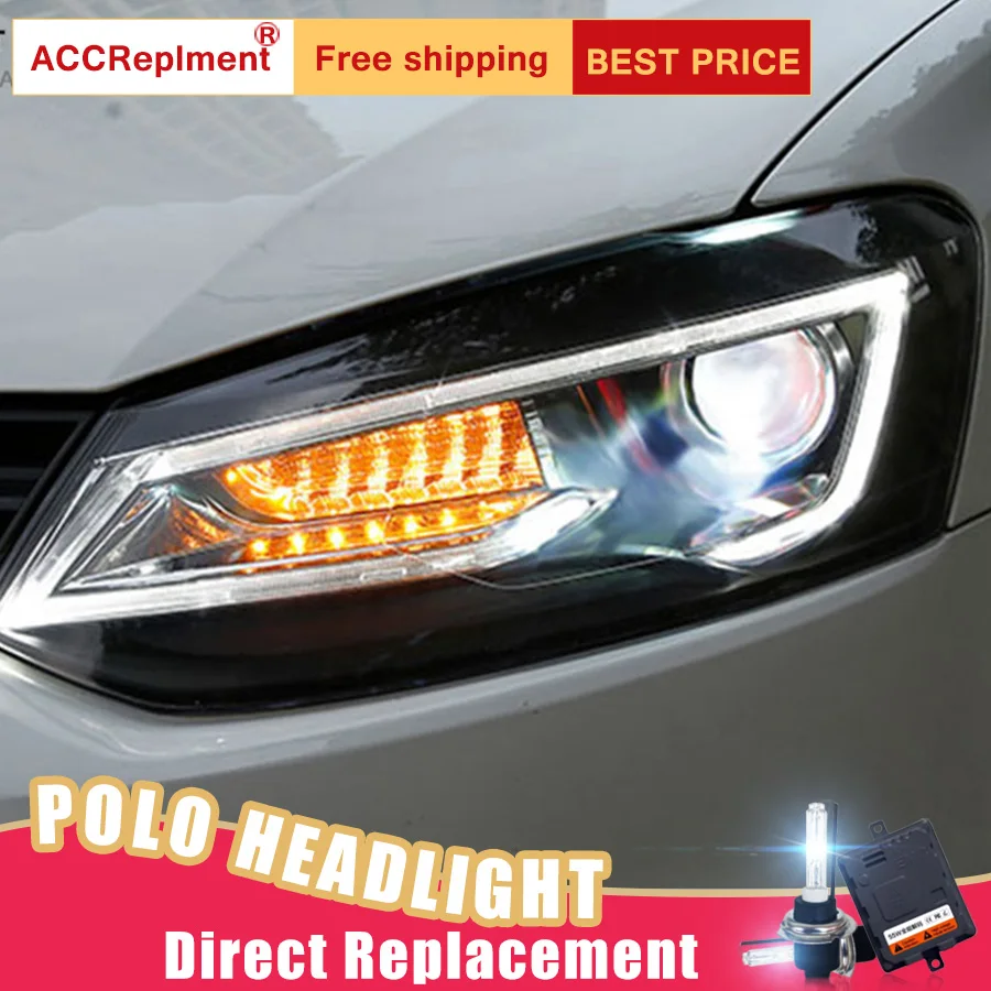 2 шт. светодиодный ные фары для VW Polo 2011 2016 Автомобильные ангельские глазки