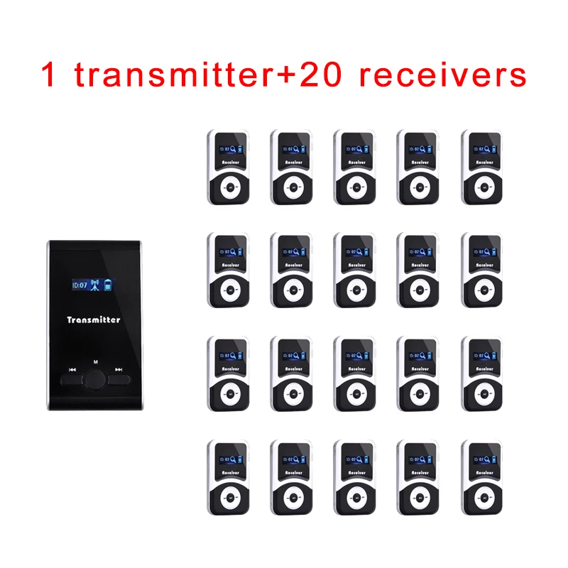 Беспроводная система экскурсовода (1 передатчик + 20 приемников) / аудио оборудование для одновременного перевода