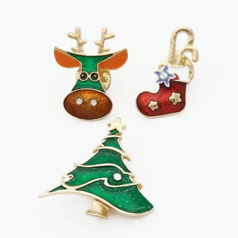 Брошь в виде дерева с эмалью лося 3 шт./компл.| |