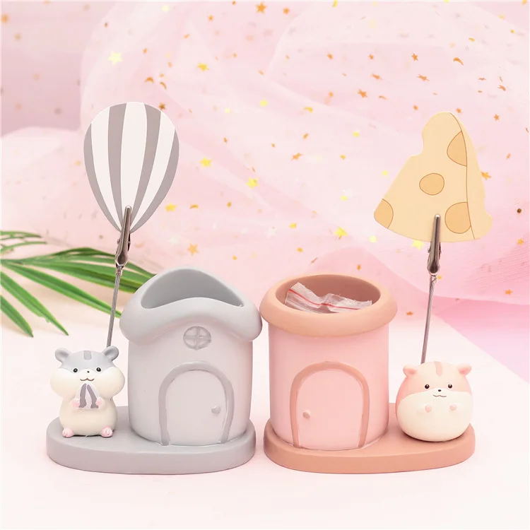 Креативный держатель для карандашей с клипсой из смолы Kawaii настольный