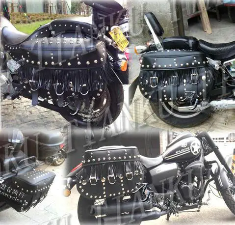 Мотоциклетная Боковая Сумка из искусственной кожи седельные сумки для Yamaha VStar 400