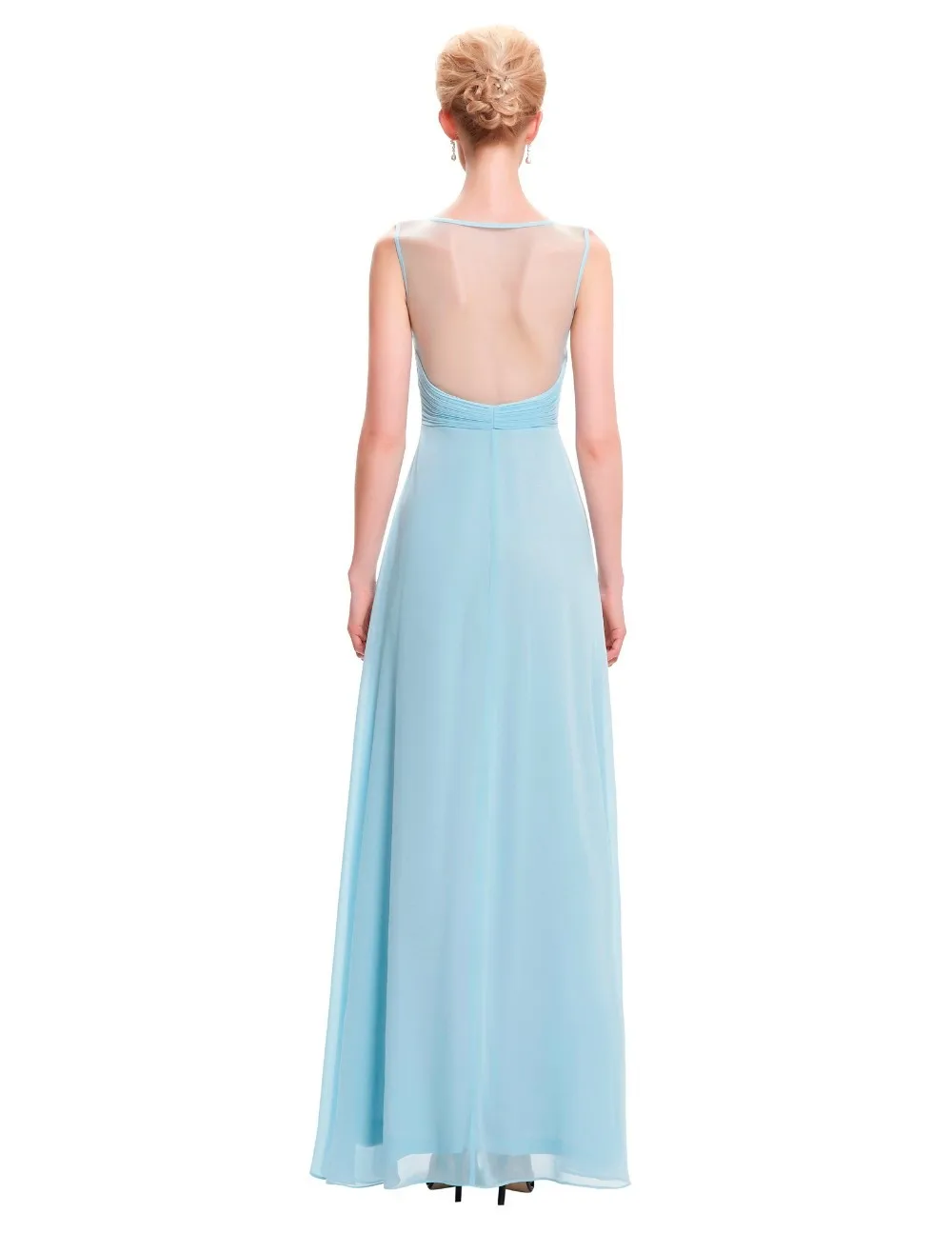 Hot Sale Scoop Neck A-line Light Blue Long Evening Dresses Pleats Beaded Formal Gowns Abendkleid Vestido De Noite | Свадьбы и
