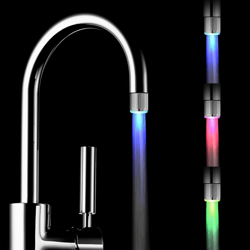 

New LED Water Faucet Light Colorful Changing Glow Shower Head Kitchen Tap Aerators
