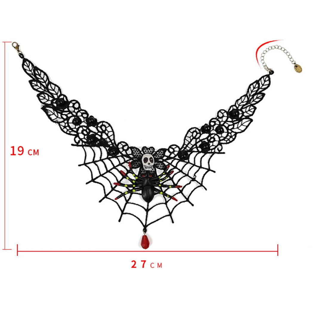 Women Halloween Spider Cobweb Chokers Crystal Lace Neck Choker Party Necklace Gothic Steampunk Jewelry |