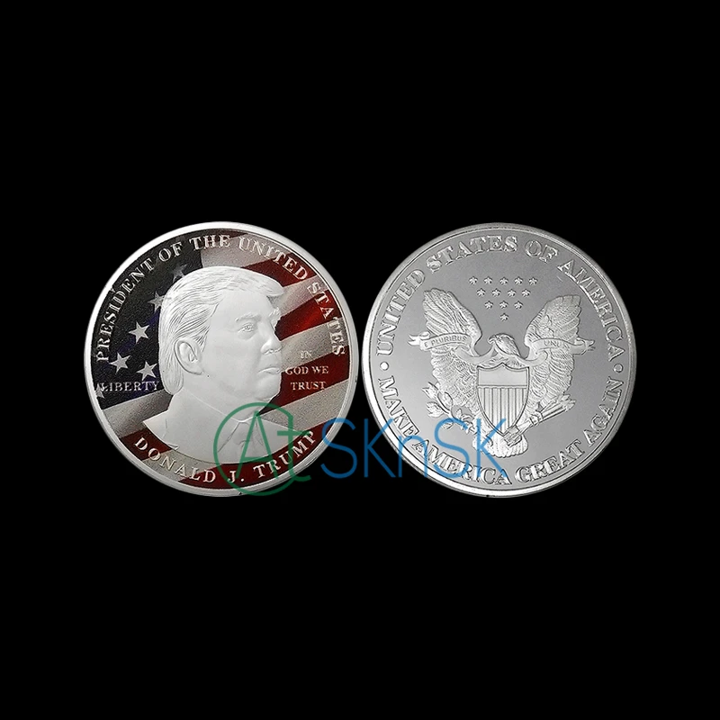 Американская 45 я президент Дональд Трамп Серебряная монета серебряная/красная