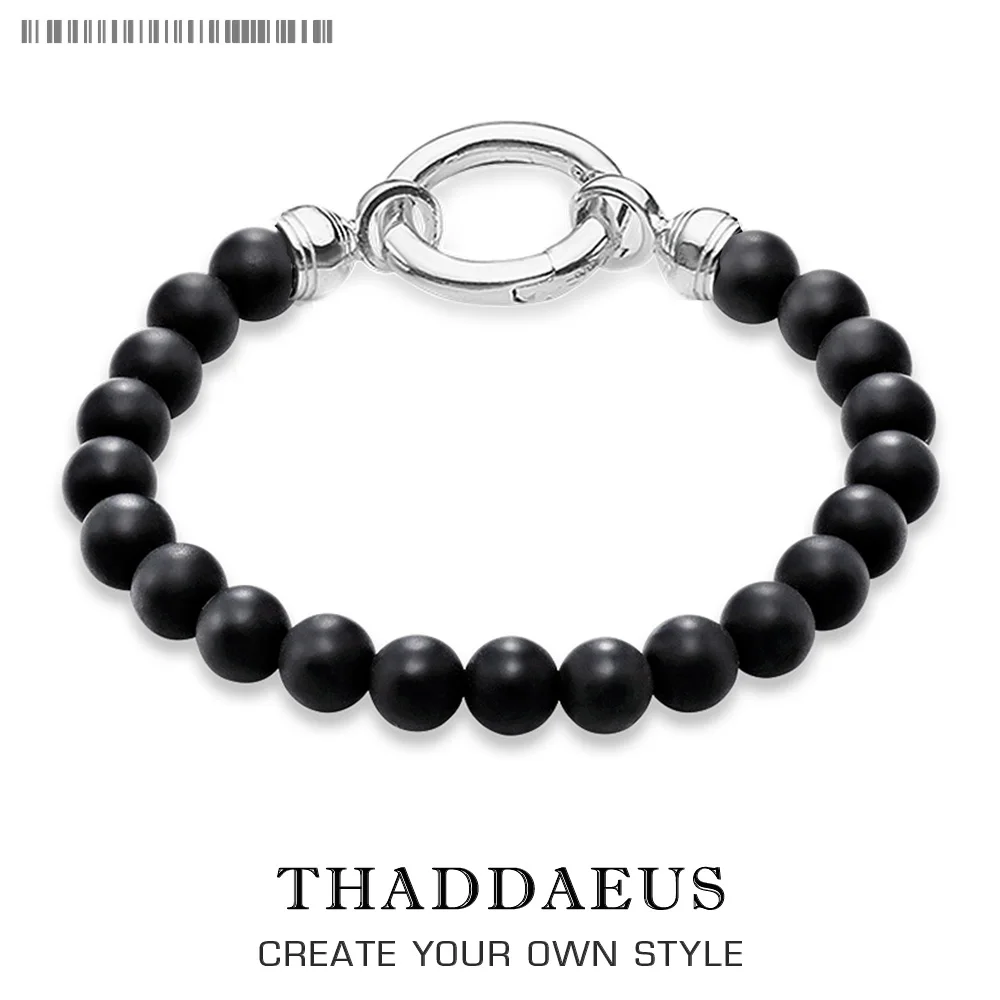 Черный матовый обсидиановый браслет Европейская мода Rebel хорошие ювелирные