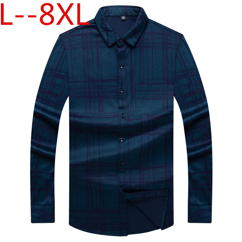 Мужская одежда больших размеров 8XL 6XL 5XL 2018 с длинными рукавами гавайская рубашка