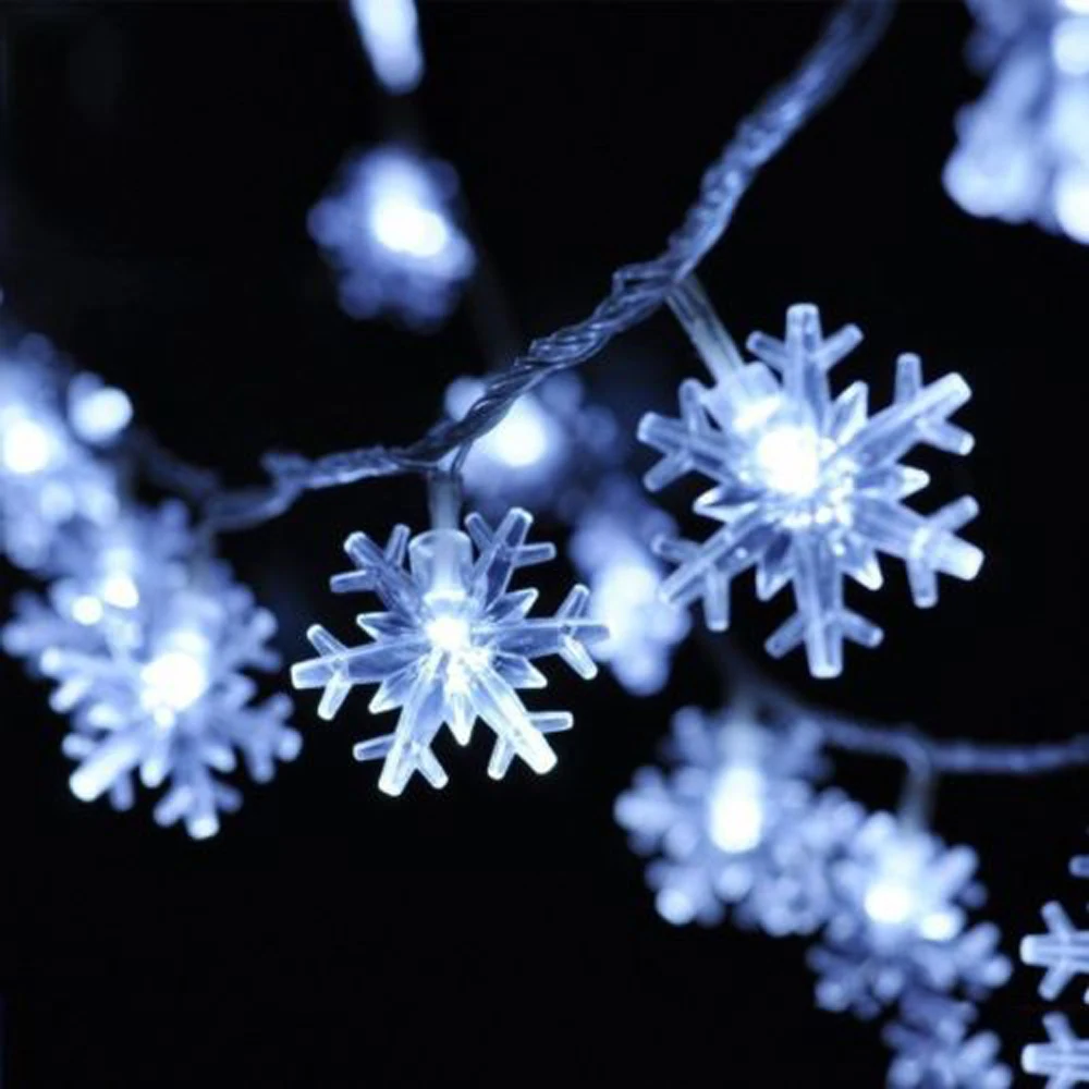 

220V 10M 100Leds Christmas Tree Snow Flakes Led String Fairy Light Xmas Party Home Wedding Garden Garland Christmas Decorations