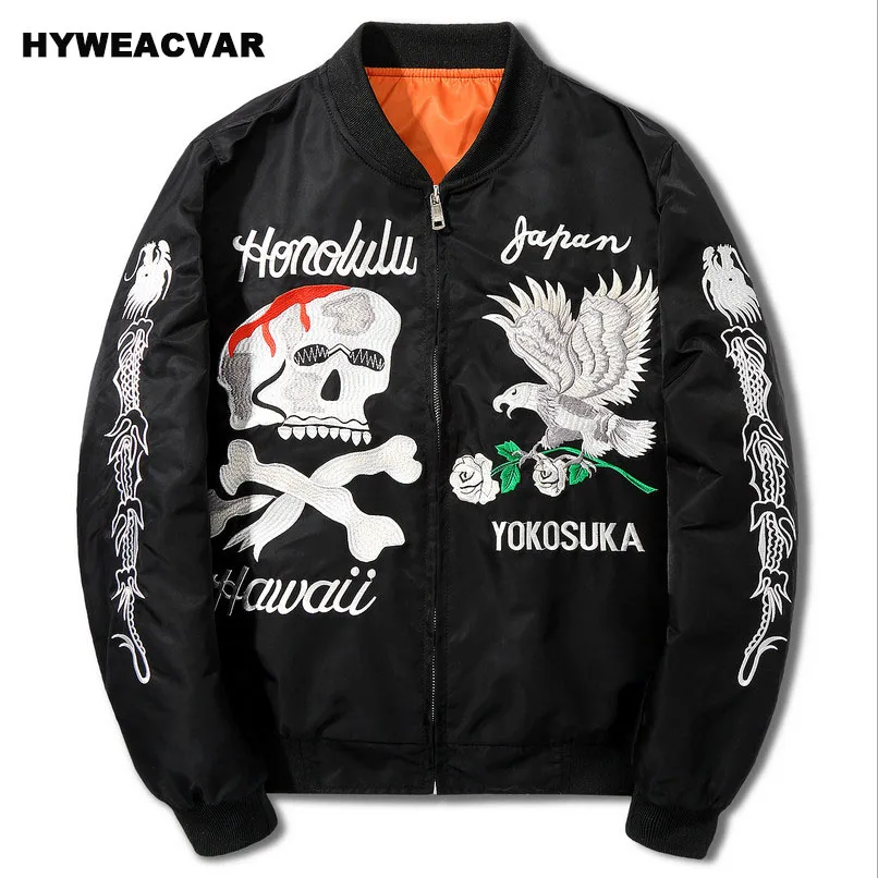 Hyweacvar Kanye West мужская куртка бомбер Ma1 утолщенная Yokosuka с черепом уличная одежда