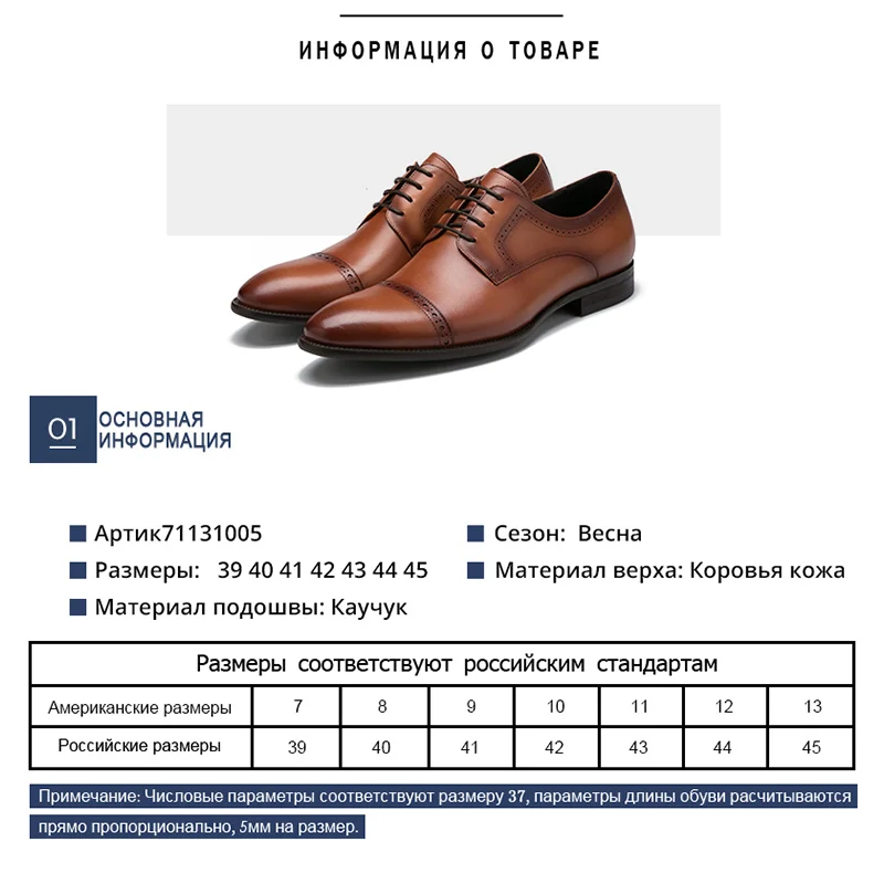 BASSIRIANA мужские туфли из натуральной кожи Новая модель Синий Коричневый Черный - Фото №1
