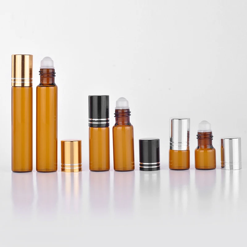 Wholesale 100 Pieces 5ML Mini Brown Glass Refillable Perfume Bottle With Aluminum Cap Empty Portable Essential Oils Case |