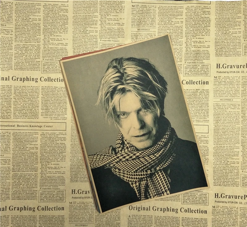 Винтажный ретро постер David Bowie в стиле рок группы музыки гитары матовая крафт