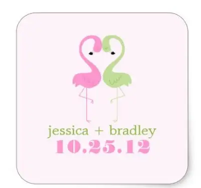 

1.5inch Flamingo Couple Wedding Square Sticker