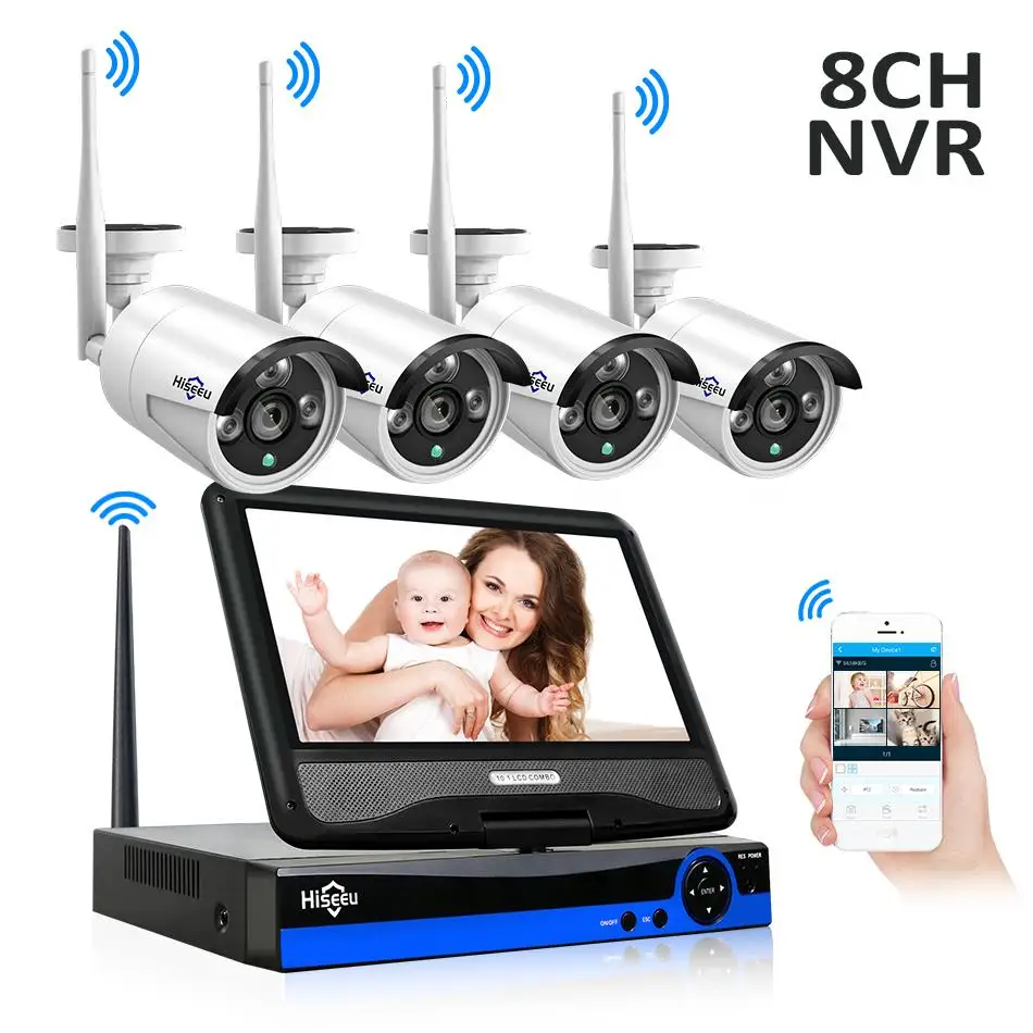 Hiseeu домашняя система безопасности комплект 10 дюймов Displayer 4 шт. P 1080 960 p
