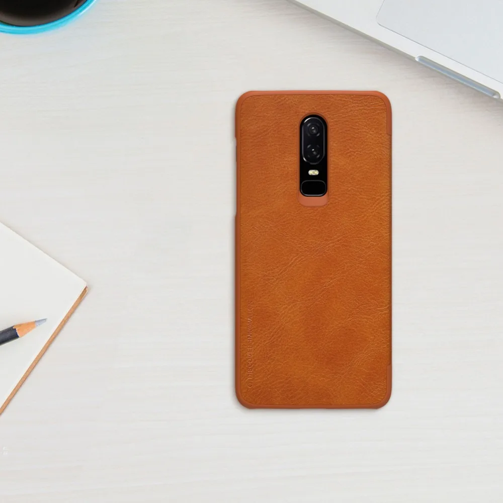 Для Oneplus 6 Nillkin Qin кожаный флип чехол для телефона Oneplus6 Роскошный деловой с окошком