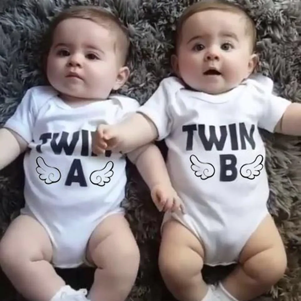

2019 fashion Newborn Infant Baby Boys Girls Short Sleeve Twins Romper Clothes