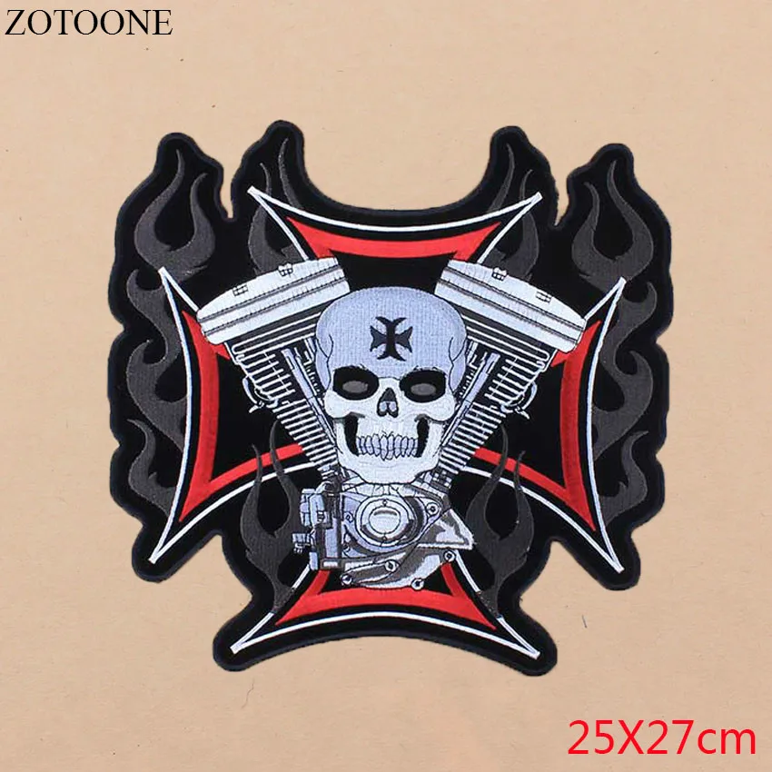 ZOTOONE крутые большие нашивки с вышивкой на спине одежда куртка Череп Байкерская