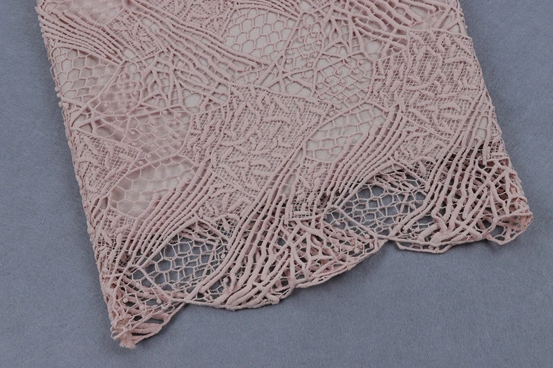

Beateen Apricot Pink Mesh Lace Bandage Dress Club Night Party for Women Sexy Party Mid- Calf Floral Dress