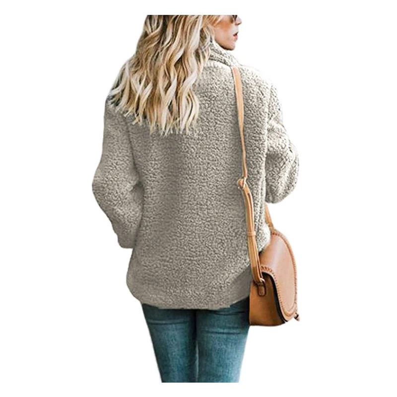 2022 New Explosions Autumn and Winter Jacket Women Plush Button Lapel Pocket Temperament Simple Female W596 | Женская одежда