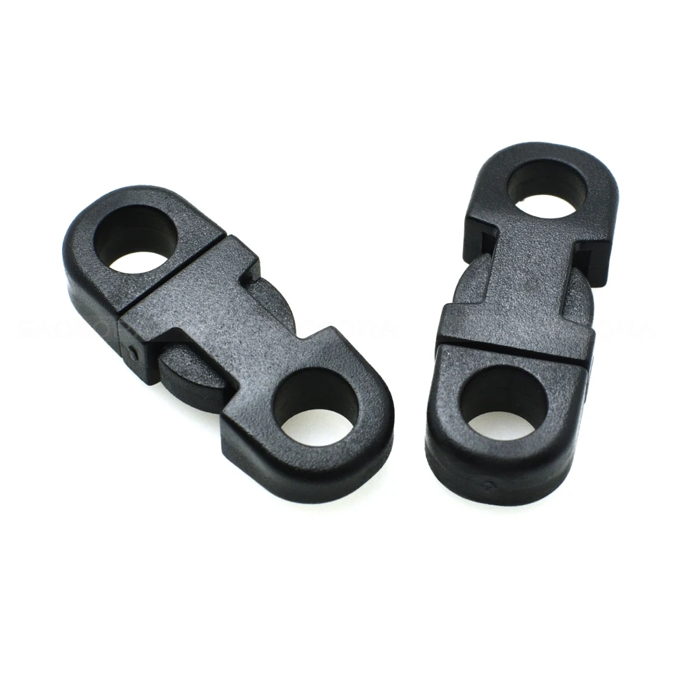 

5mm Hole's DIA Straight Flat Side Release Plastic Buckles for Mobile Phone Paracord Black #B0018-B2