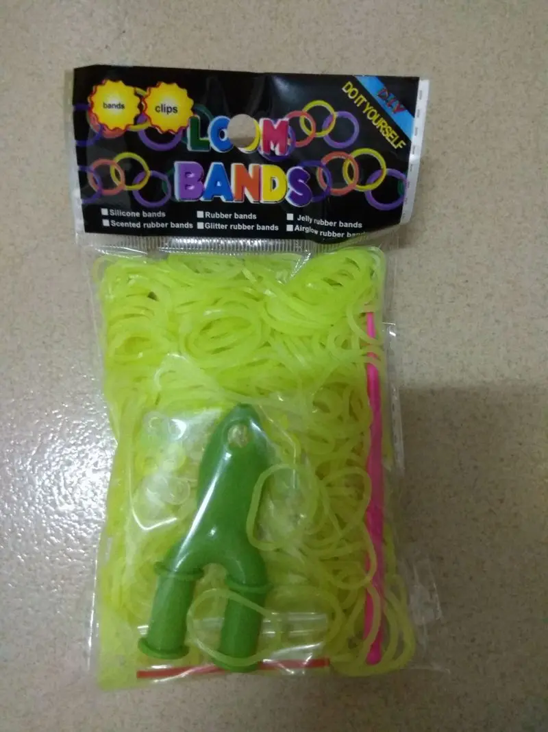 lemon yellow 600pcs Белок полупроницаемый желе цвет резиновые ленты эластичные Радуга плетение ткацкий станок полосы детский игрушечный браслет - Цвет: lemon yellow 600pcs