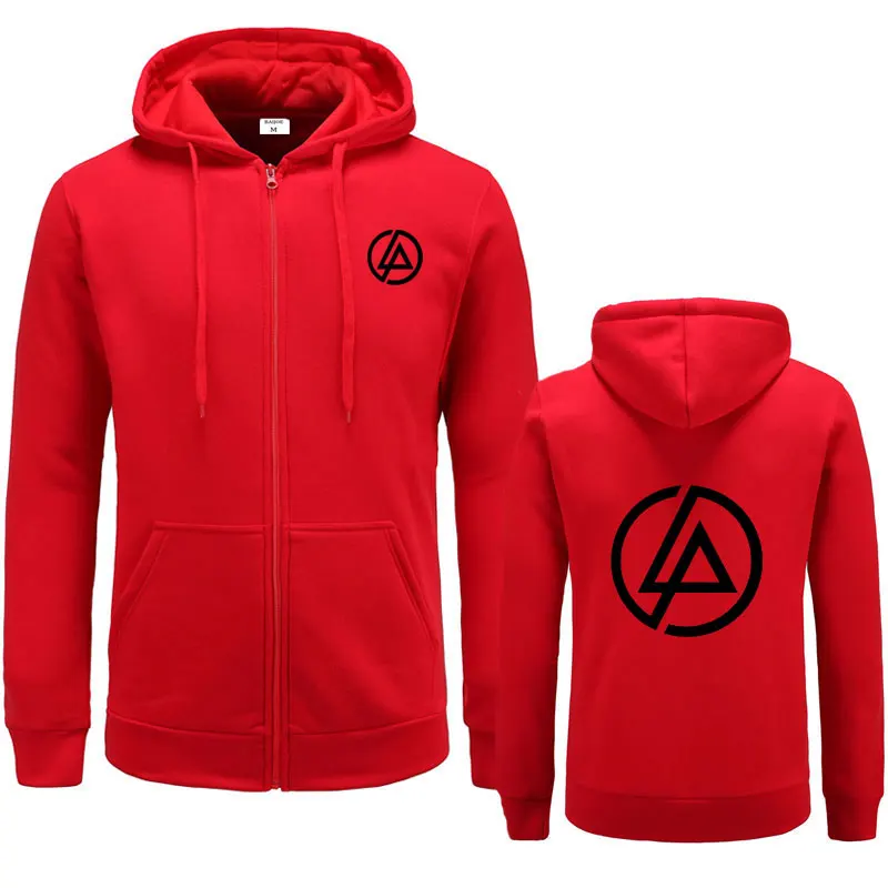 red and black BAIJOE Linkin Park, мужская толстовка с буквенным принтом в стиле хип-хоп, флисовая мужская толстовка с длинным рукавом в стиле рок, зимняя куртка с капюшоном - Цвет: red and black