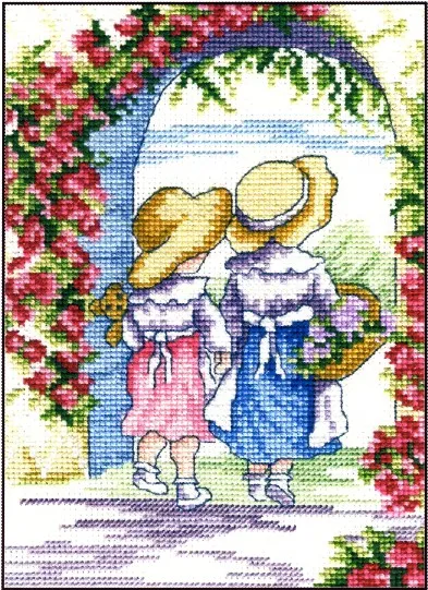 

The door of the roses cross stitch kit cartoon child Aida count 18ct 14ct 11ct printed embroidery DIY handmade needlework decor