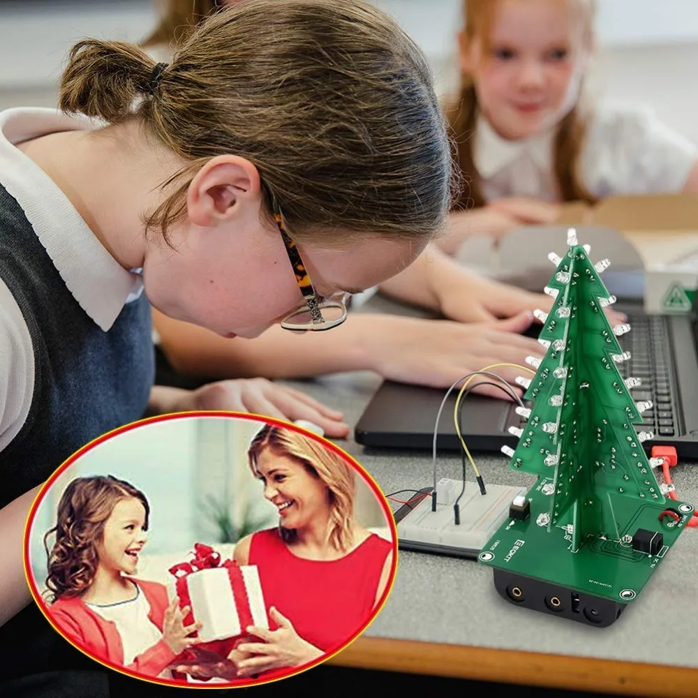 10 штук упак. сделай сам 3D Xmas Tree электронный набор для пайки 7 цветов мигающий
