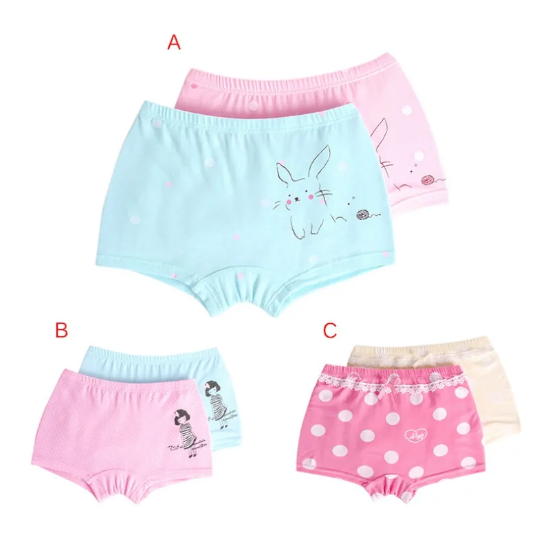 

2Pcs Baby Girls Underwear Children Panties Solid Cotton Cartoon Print Panties Boxer Briefs Shorts Girls Toddler Kids Bottoms