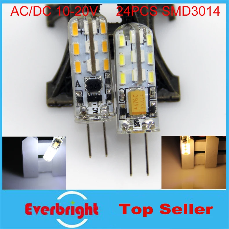 100 шт./лот светодиодная лампа G4 хрустальная 24 светодиода SMD3014 3 Вт AC/DC 12 В 360