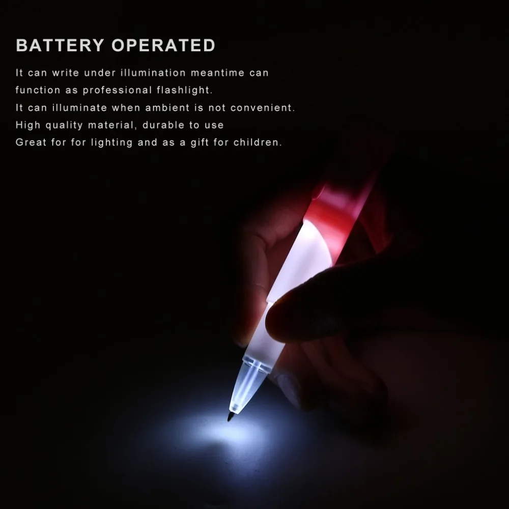 2 in 1 Emergency Flashlight Dual Use LED Pen Ball Point for Students Gift Pink/Green/Blue |