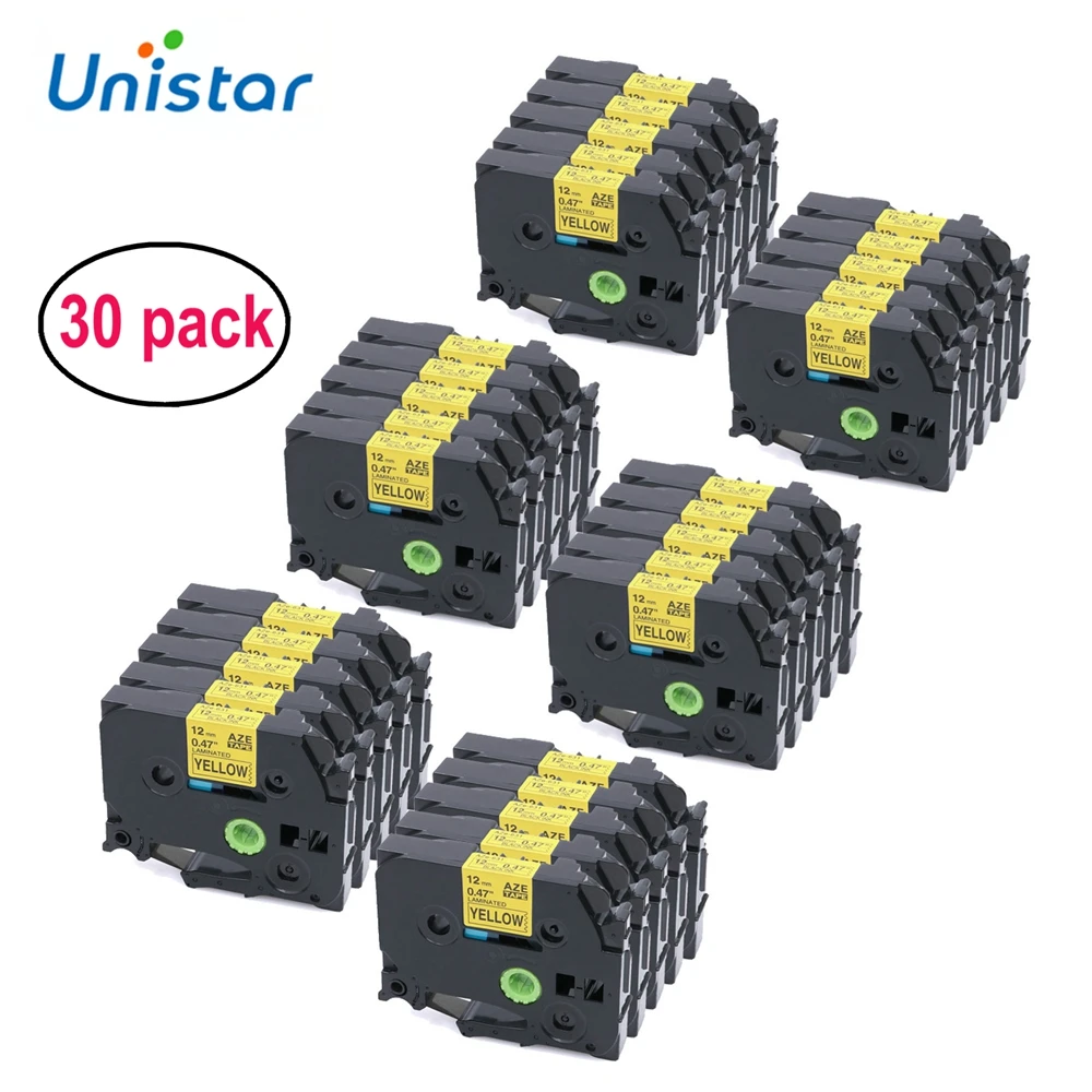 Unistar 30 штук/упак. TZe 631 Совместимость с Brother P touch Tape 12 мм черная на желтой этикетке